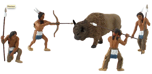 Native American Hunt Figures - Scene-A-Rama(R) -- Four Native Americans & One Bison