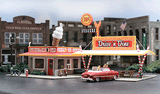 Drive 'N' Dine Drive-In Restaurant - Built-&-Ready Landmark Structures(R) -- Assembled - 4-1/4 x 2-29/32"  10.7 x 7.4cm-1