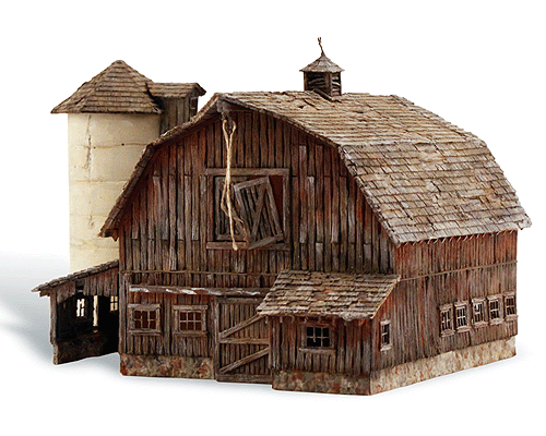Old Weathered Barn - Built-&-Ready(R) Landmark Structures(R) -- Assembled - 3-3/16 x 4-1/4 x 2-11/16"  8.09 x 10.7 x 6.8cm-1