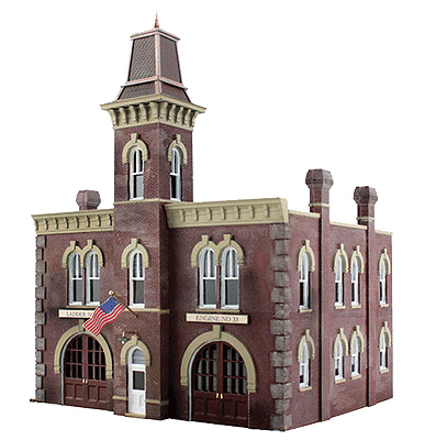 Firehouse - Built-&-Ready Landmark Structures(R) -- Assembled - 3-19/32 x 3-7/32"  9.1 x 8.2cm-1