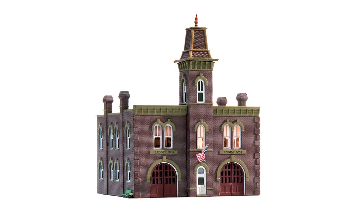 Firehouse - Built-&-Ready Landmark Structures(R) -- Assembled - 3-19/32 x 3-7/32"  9.1 x 8.2cm-2