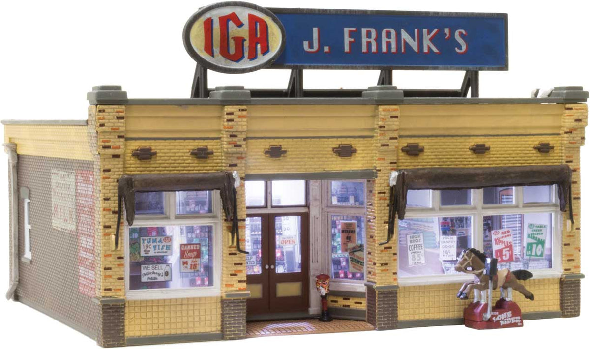 Built-&-Ready(R) Landmark Structures(R) - Assmebled -- J. Frank's Grocery - 3-1/4 x 2-9/16"  8.3 x 6.5cm