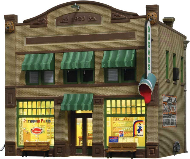 Dugan's Paint Store - Built & Ready Landmark Structures(R) -- Assmebled - 2-1/2 x 2 x 2 1/2"  6.35 x 5.08 x 6.35 cm