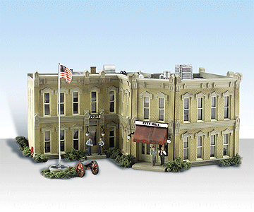 Municipal Building - Built-&-Ready Landmark Structures(R) w/Interior Light -- Assembled - 8-3/8 x 5-15/16"  21.2 x 15cm-1