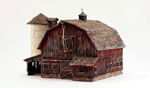 Old Weathered Barn - Built-&-Ready Landmark Structures(R) -- Assembled - 7-13/16 x 5-11/16"  19.8 x 14.4cm-2