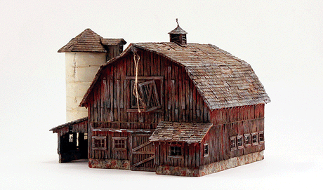 Old Weathered Barn - Built-&-Ready Landmark Structures(R) -- Assembled - 7-13/16 x 5-11/16"  19.8 x 14.4cm-2