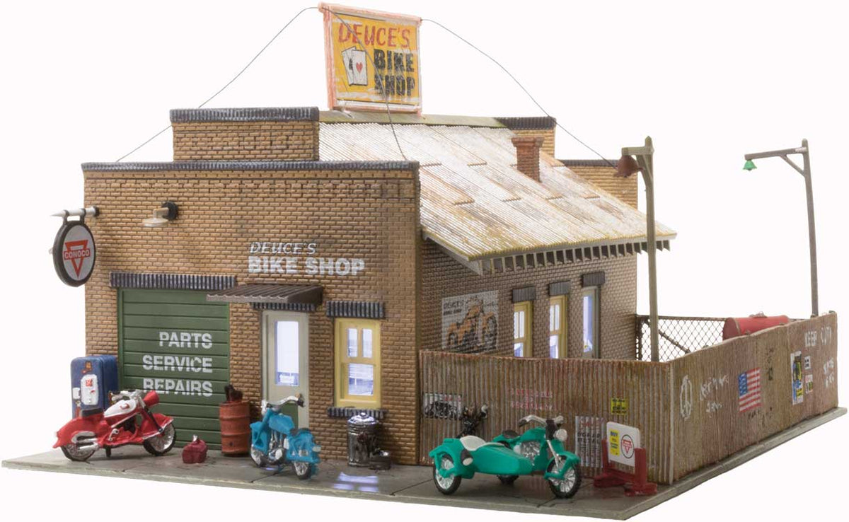 Deuce's Bike Shop - Built-&-Ready Landmark Structures(R) -- Assembled - 5 x 6"  12.7 x 15.2 cm-2