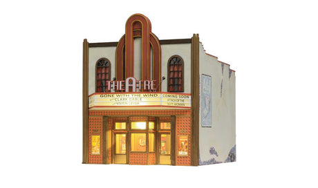 Theatre w/Lights - Built & Ready Landmark Structures(R) -- Assembled - 4-5/32 x 5-1/8 x 5-1/8"  10.5 x 13 x 13.2 cm