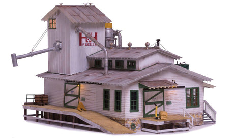 H&H Feed Mill - Built & Ready Landmark Structures(R) -- Assembled - 7-5/32 x 6-3/8 x 6-1/8"  18.1 x 16.1 x 15.5cm-2