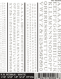 Dry Transfer Alphabet & Number Sets -- Railroad Roman Type Face (white)