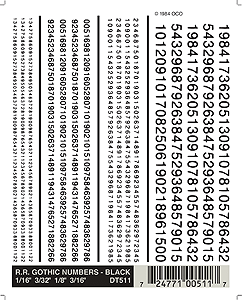 Dry Transfer Alphabet & Number Sets -- Railroad Gothic Type Face - Numbers Only (black)