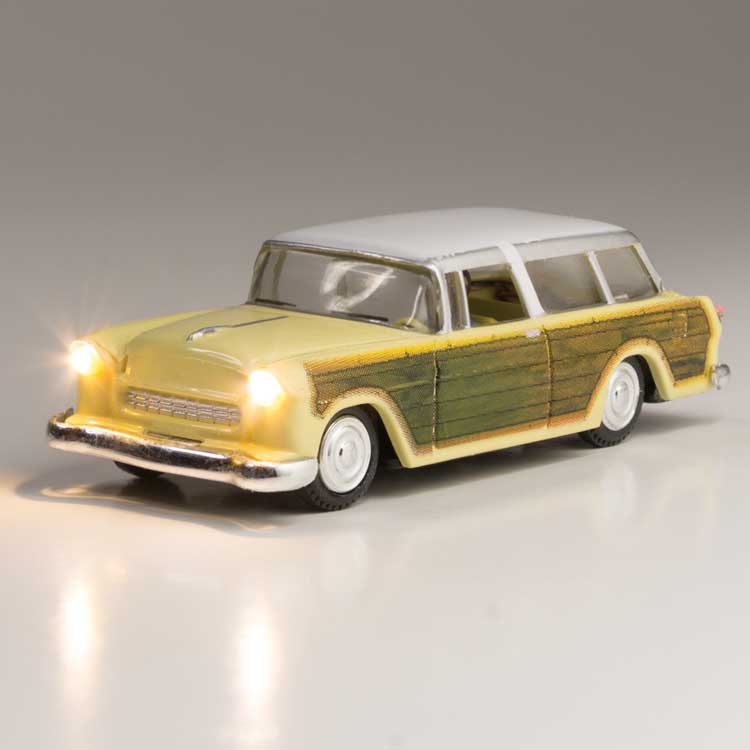 Station Wagon - Just Plug(R) Lighted Vehicle -- Yellow with Wood Sides