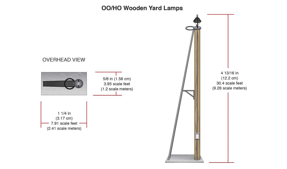 Wooden Yard Lamps - Just Plug(R) -- 4-13/16"  12.2cm, 30.4 scale feet 9.26 scale meters Tall pkg(3)-3