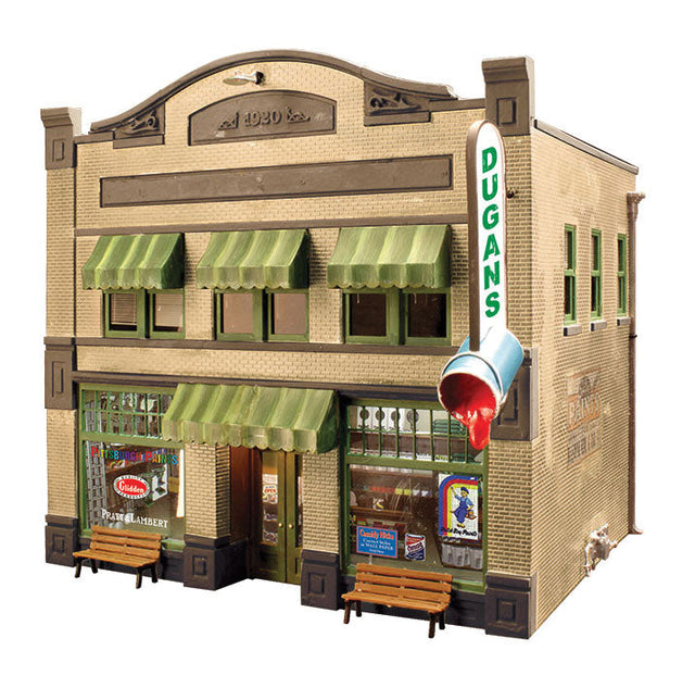 Dugan's Paint Store - Built & Ready Landmark Structures(R) -- Assembled - 8-1/8 x 6-11/16 x 7-1/2"  20.6 x 16.9 x 19cm