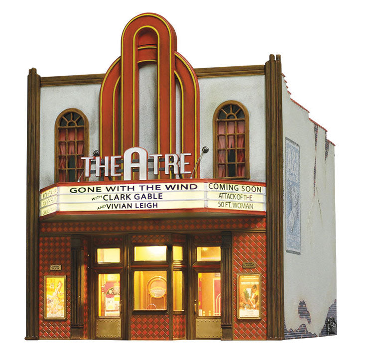 Theatre w/Lights - Built & Ready Landmark Structures(R) -- Assembled - 7-17/32 x 9-1/4 x 9-11/64"  19.1 x 23.4 x 23.2cm