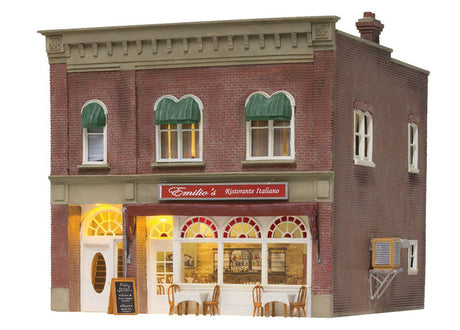 Emilio's Italian Restaurant - Built-&-Ready(R) Landmark Structures(R) -- Assembled - 7-1/2 x 8-1/8 x 7-3/4"  19 x 20.6 x 19.6cm