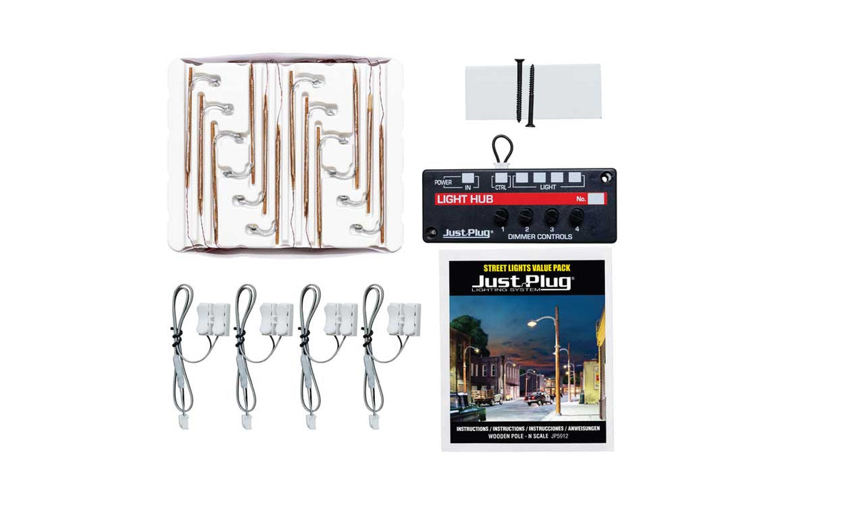 Wooden Pole Streetlight - Just Plug Value Pack -- With Light Hub pkg(12)-2