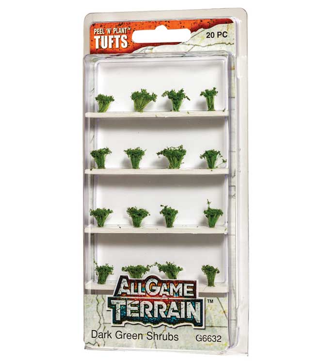 Peel 'n' Plant Tufts - All Game Terrain -- Dark Green Shrubs-2