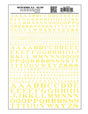 Dry Transfer Alphabet - Railroad Roman - 1/16, 3/32, 1/8, 3/16, 1/4 & 5/16" -- Yellow