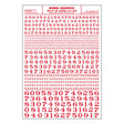 Dry Transfer Numbers - Railroad Roman - 1/16, 3/32, 1/8, 3/16, 1/4 & 5/16" -- Red