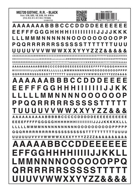 Dry Transfer Alphabet - Railroad Gothic -- Black