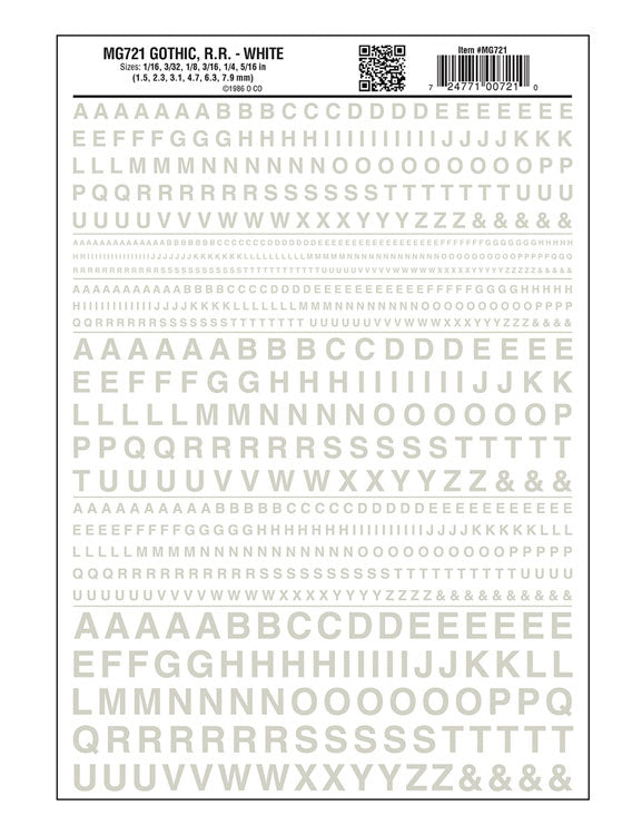 Dry Transfer Alphabet & Numbers - Railroad Gothic -- White