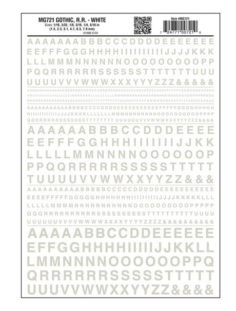 Dry Transfer Alphabet & Numbers - Railroad Gothic -- White