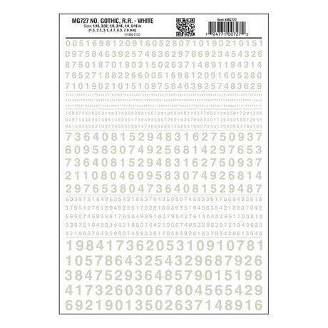 Dry Transfer Numbers Only - Railroad Gothic -- White