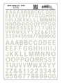 Dry Transfer Alphabet & Numbers - Railroad Gothic - 3/8 & 1/2"  1 & 1.3cm -- White