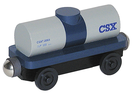 Wooden Toy Train: Tank Car -- CSX Transportation