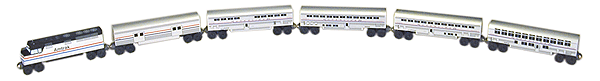 Wooden Toy Train: F-40 w/5 Cars Set -- Amtrak Superliner