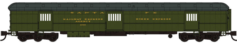 St. Louis Car Co. 80' Baggage-Horse Express Car - Ready to Run -- Santa Fe #1986 (Pullman Green, black, REA & Horse Express Markings)