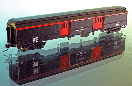 70' Baggage-Express w/Arched Roof - Ready to Run -- New Haven #5507 (McGinnis Scheme, orange, black, white)