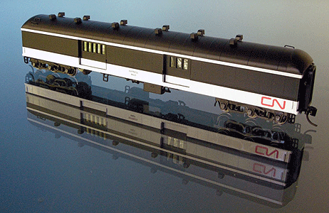 National Cteel Car 70' Baggage-Express w/Arched Roof - Ready to Ru -- Canadian National #8825 (Post-1961 Scheme, black, white, Noodle Logo)