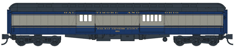 70' Heavyweight Baggage-Express w/Clerestory Roof - Ready to Run -- Baltimore & Ohio #496 (Class B-18, blue, gray, black)