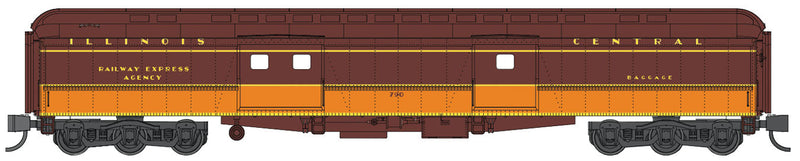 70' Heavyweight Baggage-Express w/Clerestory Roof - Ready to Run -- Illinois Central #793 (brown, orange)
