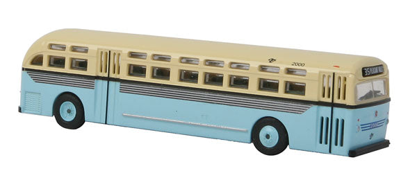 1950s-1960 C49 Transit Motor Coach 2-Door City Bus - Assembled -- Cleveland Transit System #2000 (light blue, cream, silver)
