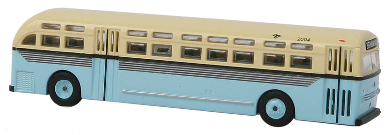 1950s-1960 C49 Transit Motor Coach 2-Door City Bus - Assembled -- Cleveland Transit System #2004 (light blue, cream, silver)