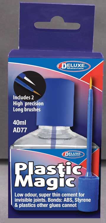 Plastic Magic Thin Plastic Cement w/2 Brushes - 1 Second Cement -- 1.4oz  40mL-2