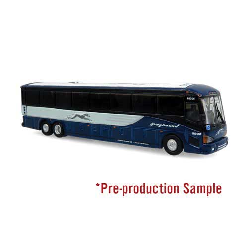 MCI D4505 Coach - Assembled -- Greyhound (Newclassic Scheme; 2-Tone blue, white, silver)