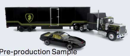 GMC General Tractor with Van Trailer, 1982 Pontiac Firebird Set - Assembled -- Black, Gold
