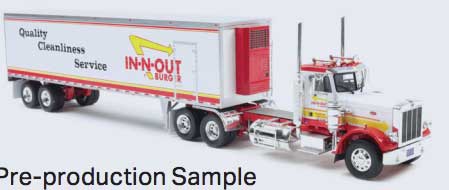 Peterbilt 359 Tractor with Van Trailer - Assembled -- In-N-Out Burger (white, red, yellow)