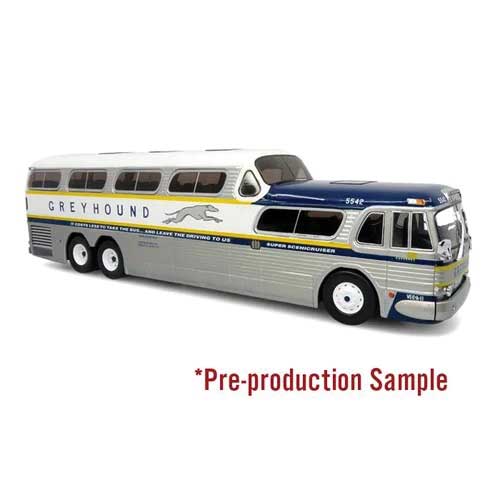 GM PD-4501 Scenicruiser Coach Bus - Assembled -- Greyhound (50th Anniversary, silver, white, blue, yellow)