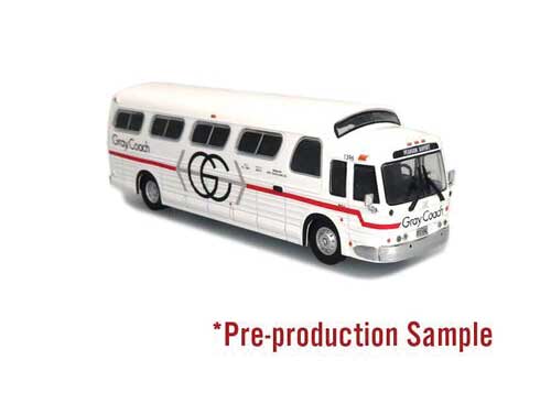 1966 GM 4107 Motorcoach Bus - Assembled -- Gray Coach (Pearson Airport; white, red, black)-1