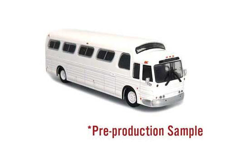1966 GM 4107 Motorcoach Bus - Assembled -- Painted, Unlettered (silver, white)-1