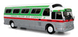 1966 GM 4107 Motorcoach Bus - Assembled -- Indiana Motor Coach (Destination: Indianapolis, green, silver, red, cream)