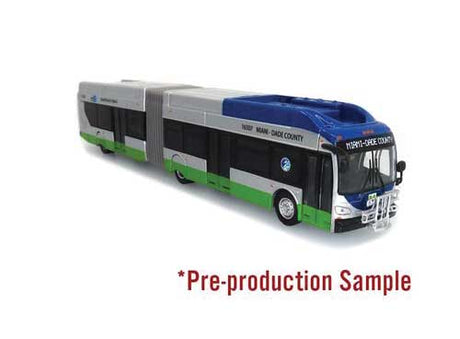 New Flyer Xcelsior XN60 Articulated Bus - Assembled -- Miami-Dade, Florida (silver, blue, green)-1