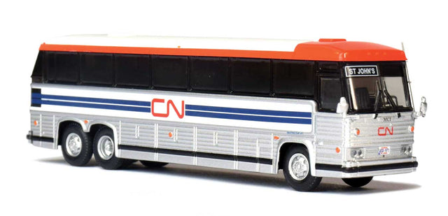 1984 MCI MC-9 Motorcoach Bus - Assembled -- Canadian National (silver, white, blue, red)-1