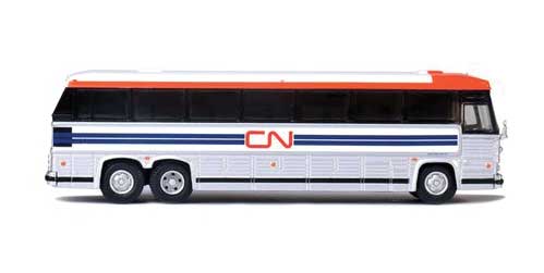 1984 MCI MC-9 Motorcoach Bus - Assembled -- Canadian National (silver, white, blue, red)-3