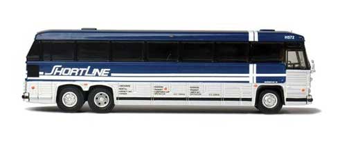 1985 MCI MC-9 Motorcoach Bus - Assembled -- Shortline (silver, blue, white)-3